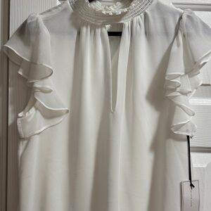 1.‎ State White Ruffle Blouse